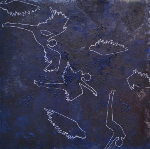 Cherubino 2018 tecnica mista su tela 120x120 1 300x298